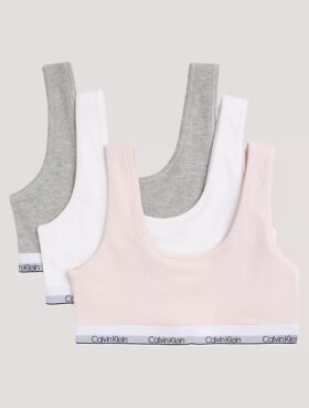 Conjunto de 3 Bralettes de Cotton Stretch Unlined para Niñas Conjunto de 3 Bralettes de Cotton Stretch Unlined para Niñas