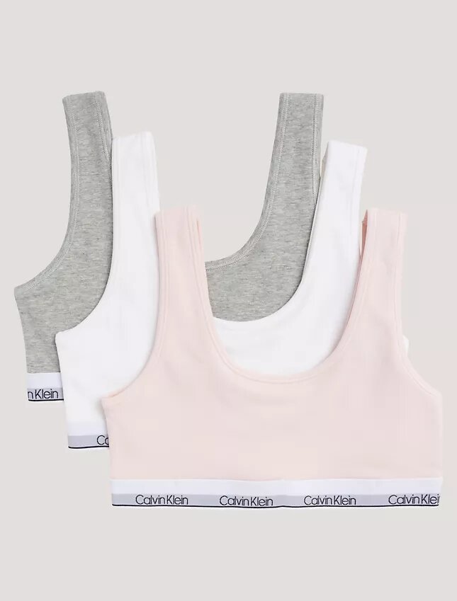 Conjunto de 3 Bralettes de Cotton Stretch Unlined para Niñas Conjunto de 3 Bralettes de Cotton Stretch Unlined para Niñas