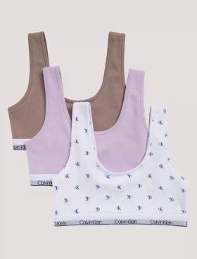 Conjunto de 3 Bralettes de Cotton Stretch Unlined para Niñas Conjunto de 3 Bralettes de Cotton Stretch Unlined para Niñas