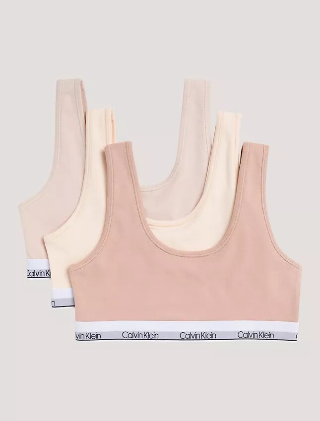 Conjunto de 3 Bralettes de Cotton Stretch Unlined para Niñas Conjunto de 3 Bralettes de Cotton Stretch Unlined para Niñas