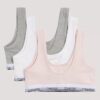 Conjunto de 3 Bralettes de Cotton Stretch Unlined para Niñas Conjunto de 3 Bralettes de Cotton Stretch Unlined para Niñas