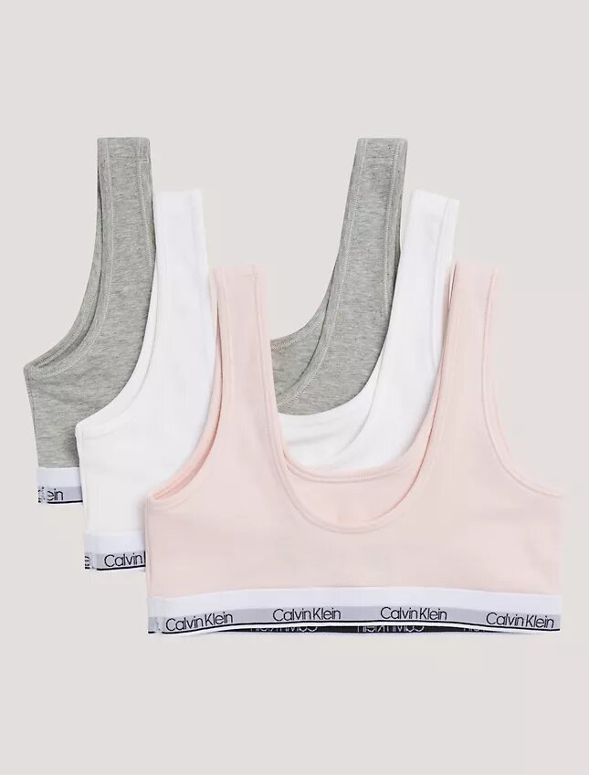 Conjunto de 3 Bralettes de Cotton Stretch Unlined para Niñas Conjunto de 3 Bralettes de Cotton Stretch Unlined para Niñas