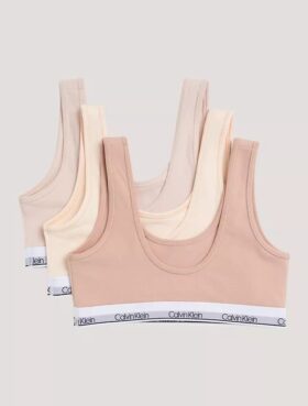 Conjunto de 3 Bralettes de Cotton Stretch Unlined para Niñas Conjunto de 3 Bralettes de Cotton Stretch Unlined para Niñas
