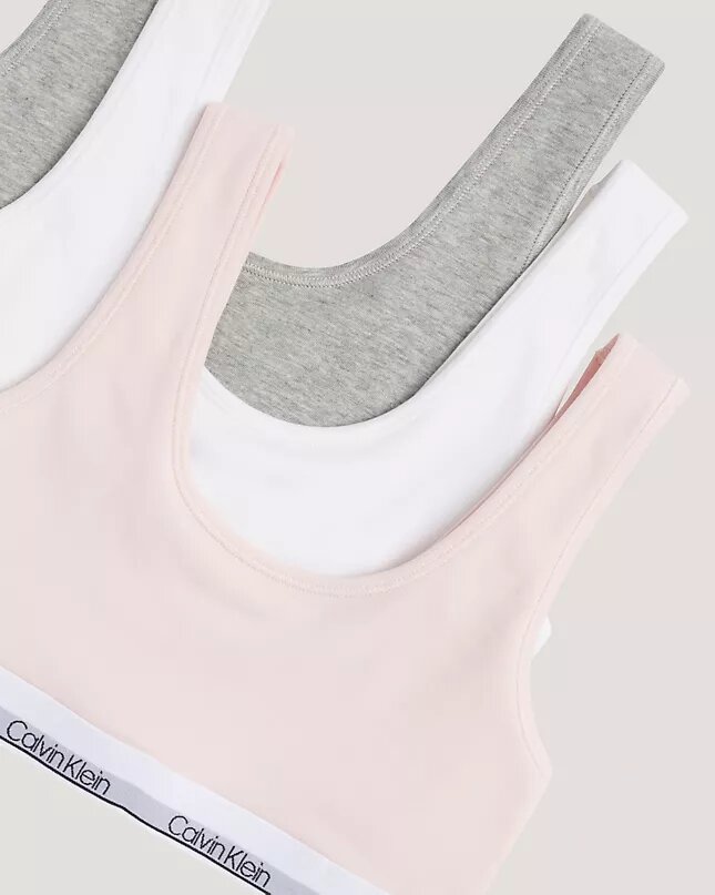 Conjunto de 3 Bralettes de Cotton Stretch Unlined para Niñas Conjunto de 3 Bralettes de Cotton Stretch Unlined para Niñas