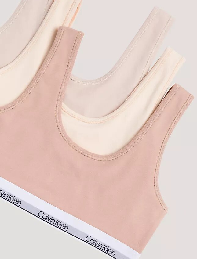 Conjunto de 3 Bralettes de Cotton Stretch Unlined para Niñas Conjunto de 3 Bralettes de Cotton Stretch Unlined para Niñas
