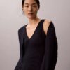 Conjunto de camiseta sin mangas y cárdigan de algodón acanalado Conjunto de camiseta sin mangas y cárdigan de algodón acanalado
