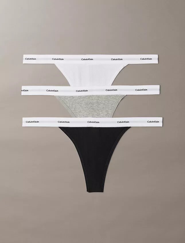 Cotton Stretch Rib 3-Pack Thong Cotton Stretch Rib 3-Pack Thong