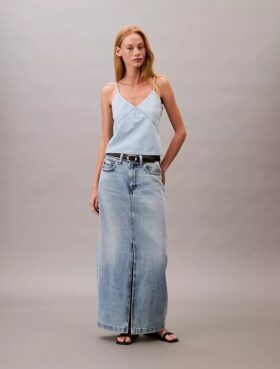 Falda larga de Denim Falda larga de Denim