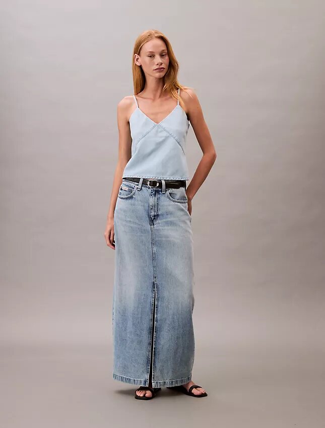 Falda larga de Denim Falda larga de Denim