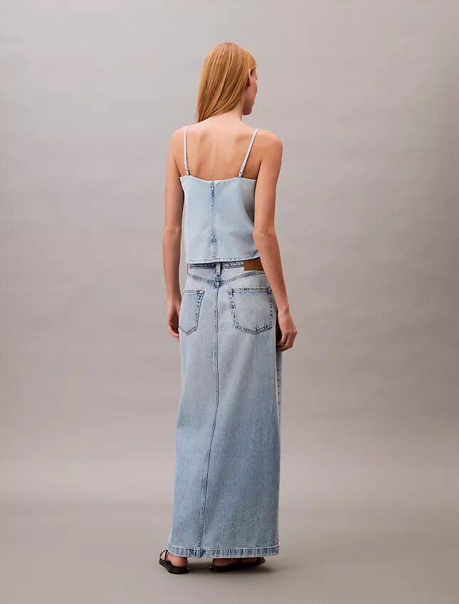 Falda larga de Denim Falda larga de Denim