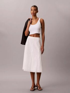 Falda midi con bordado
