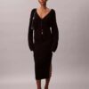 Falda midi de algodón liso acanalado Falda midi de algodón liso acanalado