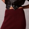 Falda midi de algodón liso acanalado Falda midi de algodón liso acanalado