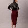 Falda midi de algodón liso acanalado Falda midi de algodón liso acanalado