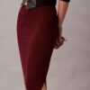 Falda midi de algodón liso acanalado Falda midi de algodón liso acanalado