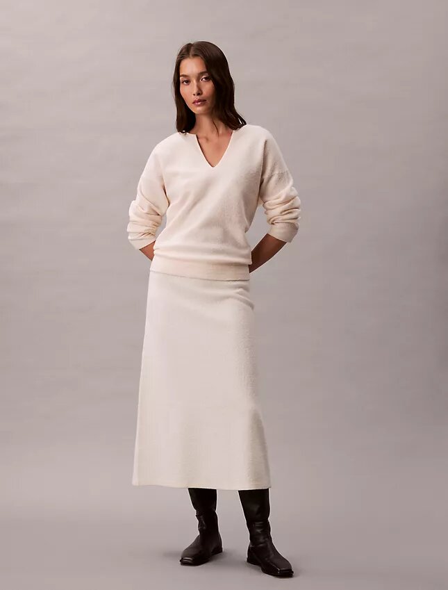 Falda midi de lana merino Falda midi de lana merino