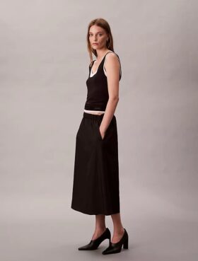 Falda midi de nailon sin cremallera