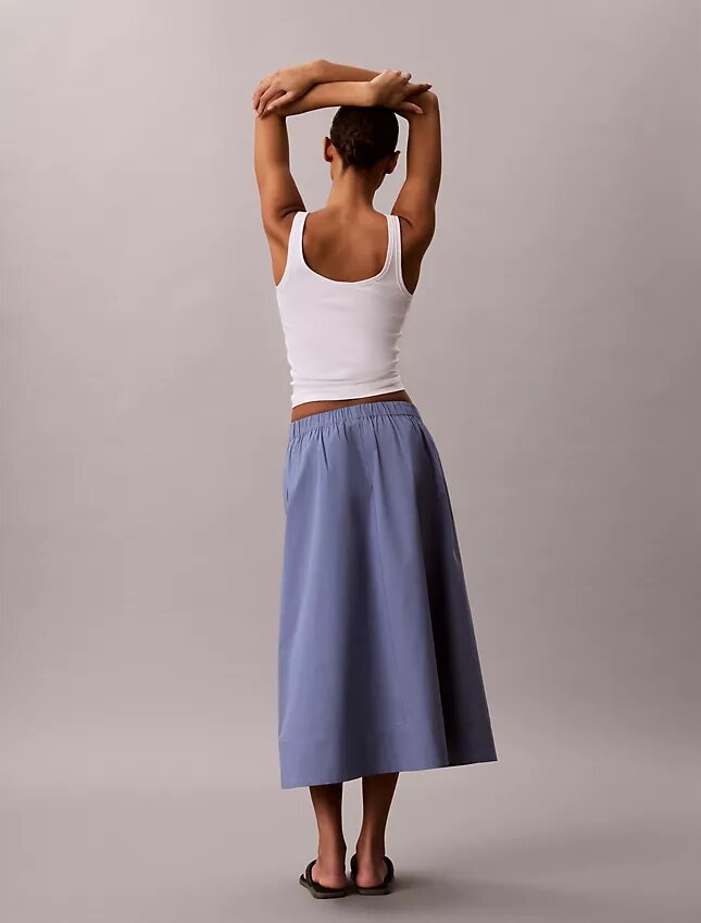 Falda midi de popelín de algodón Falda midi de popelín de algodón