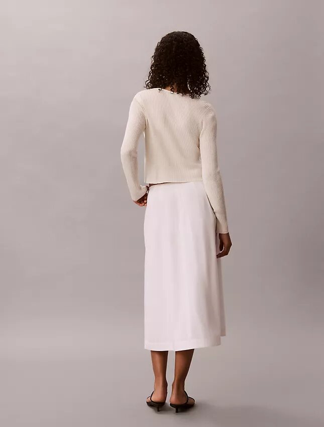 Falda midi de popelín de algodón Falda midi de popelín de algodón