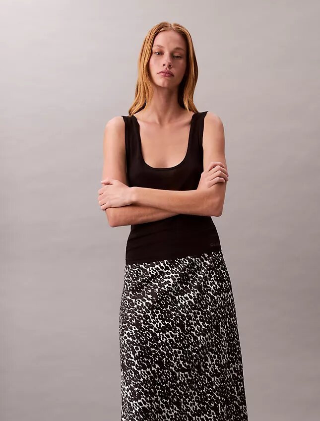 Falda midi de satén estampado Falda midi de satén estampado