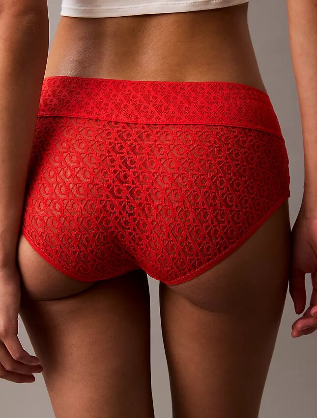 Hipster de talle bajo de encaje con logotipo icónico Hipster de talle bajo de encaje con logotipo icónico