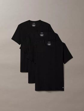 Mezcla de algodón elástico Paquete de 3 Camiseta de cuello redondo de corte ajustado Mezcla de algodón elástico Paquete de 3 Camiseta de cuello redondo de corte ajustado