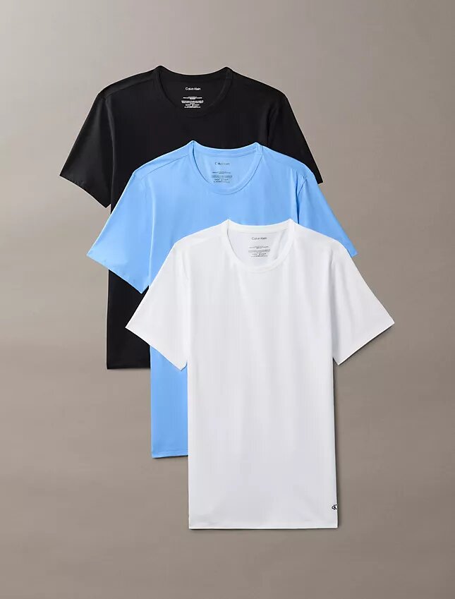 Mezcla de algodón elástico Paquete de 3 Camiseta de cuello redondo de corte ajustado Mezcla de algodón elástico Paquete de 3 Camiseta de cuello redondo de corte ajustado