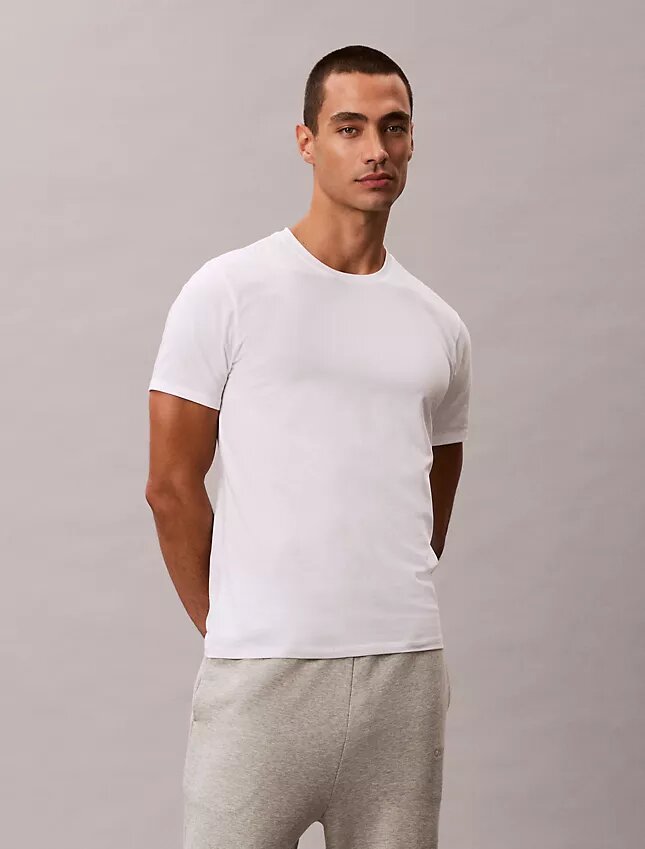 Mezcla de algodón elástico Paquete de 3 Camiseta de cuello redondo de corte ajustado Mezcla de algodón elástico Paquete de 3 Camiseta de cuello redondo de corte ajustado