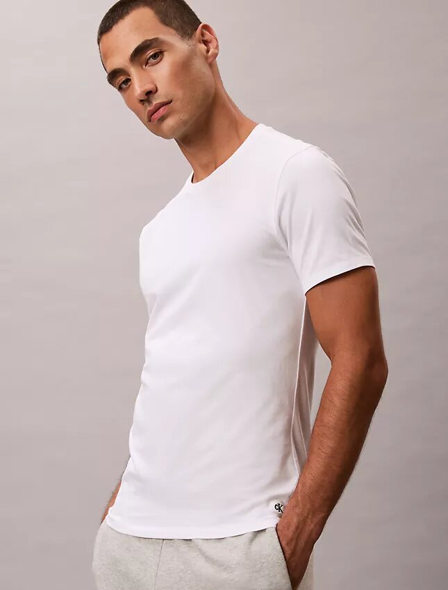 Mezcla de algodón elástico Paquete de 3 Camiseta de cuello redondo de corte ajustado Mezcla de algodón elástico Paquete de 3 Camiseta de cuello redondo de corte ajustado