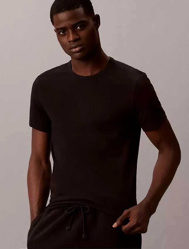 Mezcla de algodón elástico Paquete de 3 Camiseta de cuello redondo de corte ajustado Mezcla de algodón elástico Paquete de 3 Camiseta de cuello redondo de corte ajustado