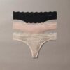 Microfiber Thong con encaje, paquete de 3 Microfiber Thong con encaje, paquete de 3