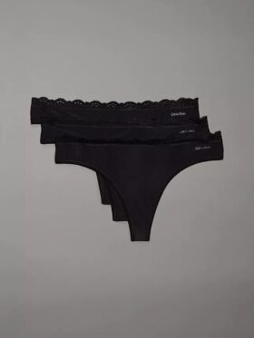 Microfiber Thong con encaje, paquete de 3