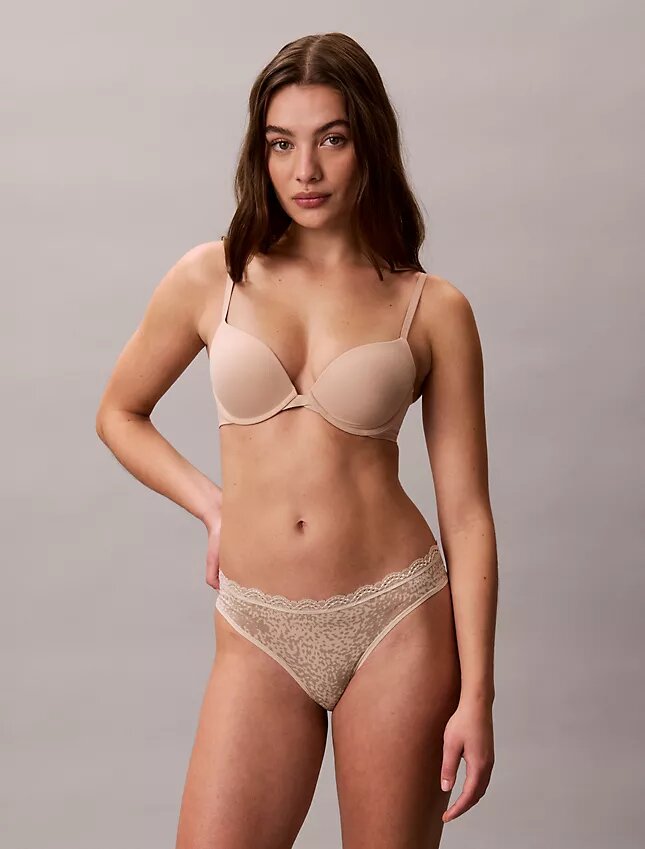 Microfiber Thong con encaje, paquete de 3 Microfiber Thong con encaje, paquete de 3