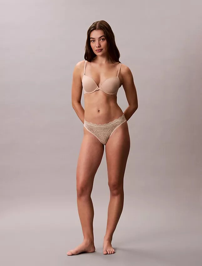 Microfiber Thong con encaje, paquete de 3 Microfiber Thong con encaje, paquete de 3