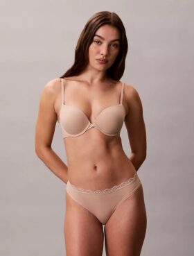 Microfiber Thong with Lace Thong
