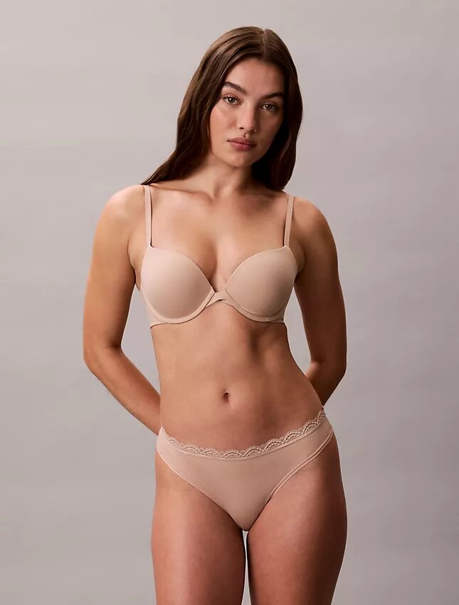 Microfiber Thong with Lace Thong Microfiber Thong with Lace Thong