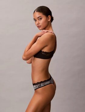 Microfiber Thong with Lace Thong