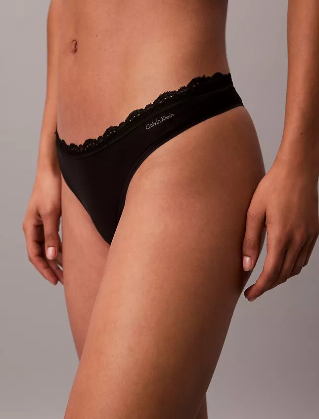 Microfiber Thong with Lace Thong Microfiber Thong with Lace Thong