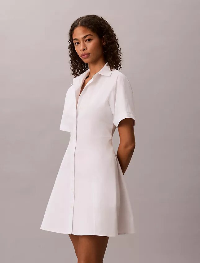 Mini vestido camisero de popelín de algodón Mini vestido camisero de popelín de algodón