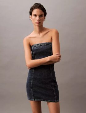 Mini vestido de Denim sin tirantes