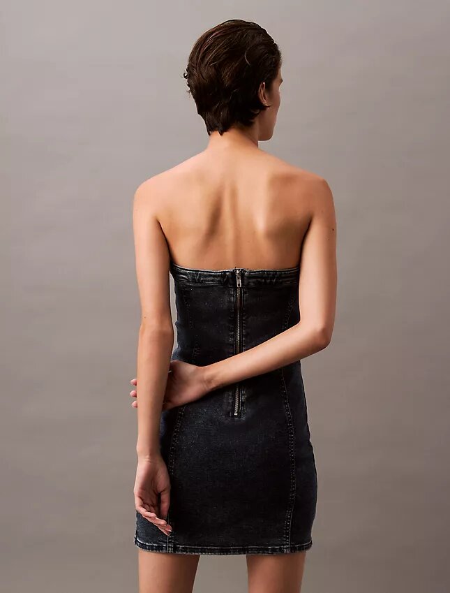Mini vestido de Denim sin tirantes Mini vestido de Denim sin tirantes