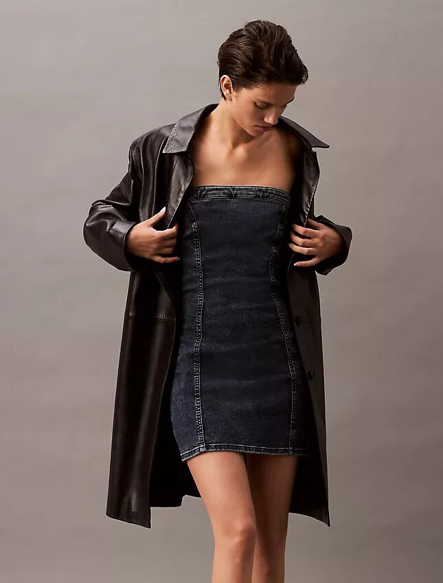 Mini vestido de Denim sin tirantes Mini vestido de Denim sin tirantes