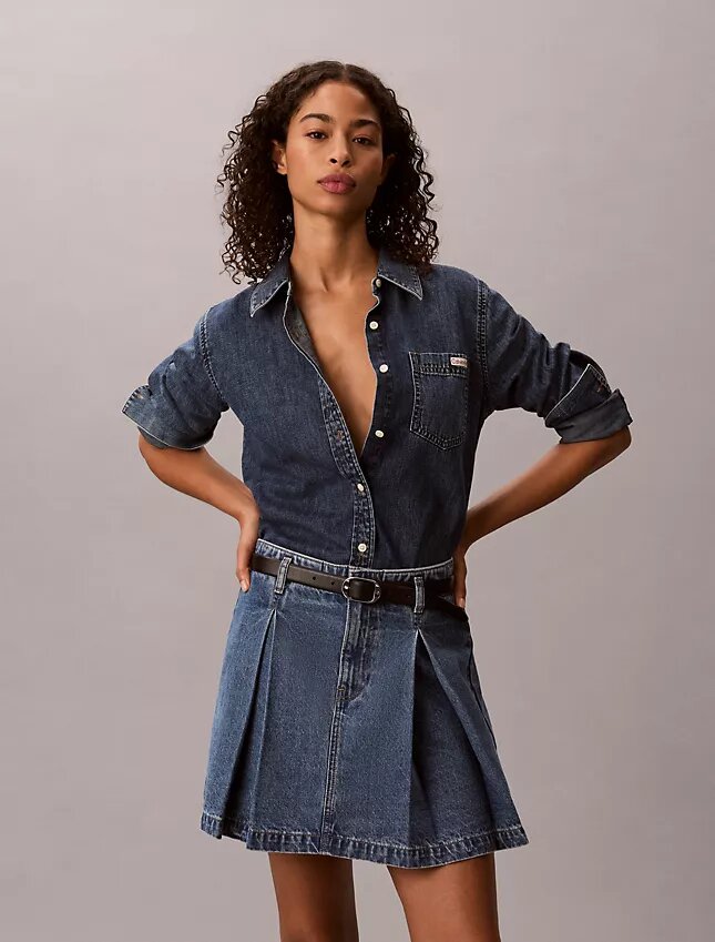 Minifalda de Denim plisada Minifalda de Denim plisada