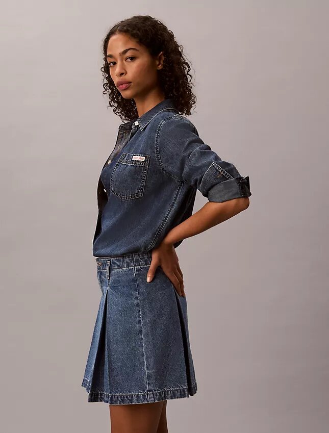 Minifalda de Denim plisada Minifalda de Denim plisada