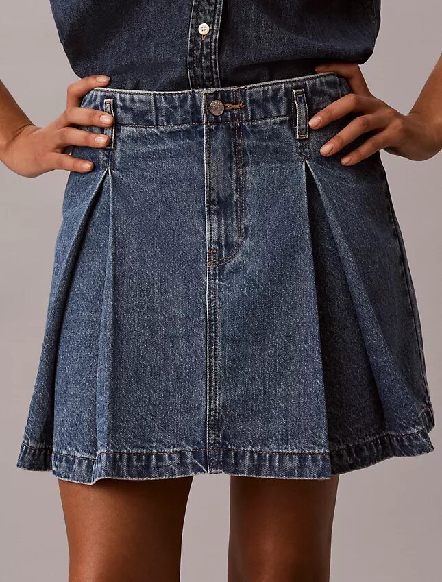 Minifalda de Denim plisada Minifalda de Denim plisada