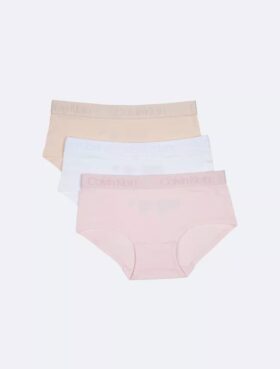 Pack de 3 braguitas Hipster con banda de logotipos para niñas Pack de 3 braguitas Hipster con banda de logotipos para niñas