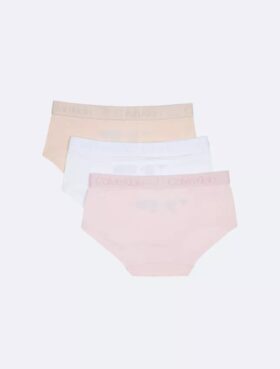 Pack de 3 braguitas Hipster con banda de logotipos para niñas Pack de 3 braguitas Hipster con banda de logotipos para niñas