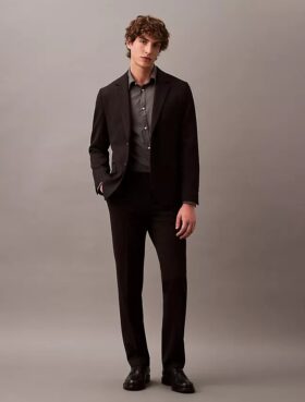 Pantalón ajustado de gabardina de lana Pantalón ajustado de gabardina de lana