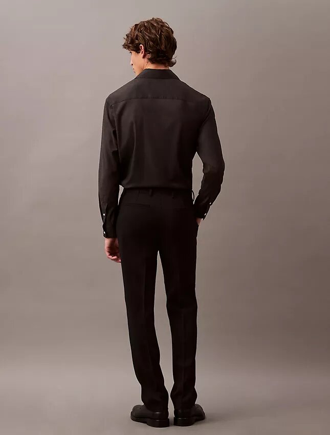Pantalón ajustado de gabardina de lana Pantalón ajustado de gabardina de lana