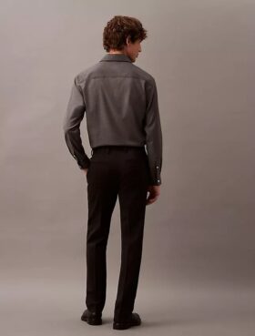 Pantalón ajustado de gabardina de lana Pantalón ajustado de gabardina de lana